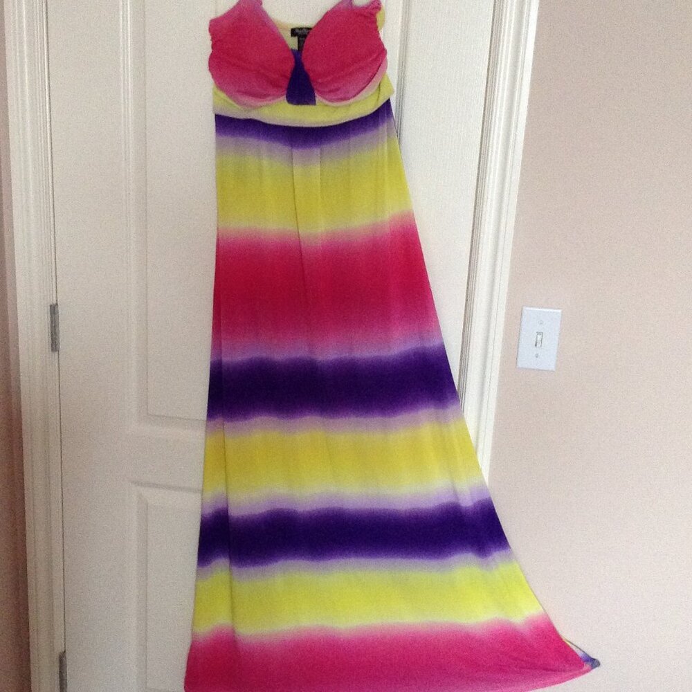 Streetwear Society Womens Long Maxi Summer Dress Multi Colored Size S/M Vacation